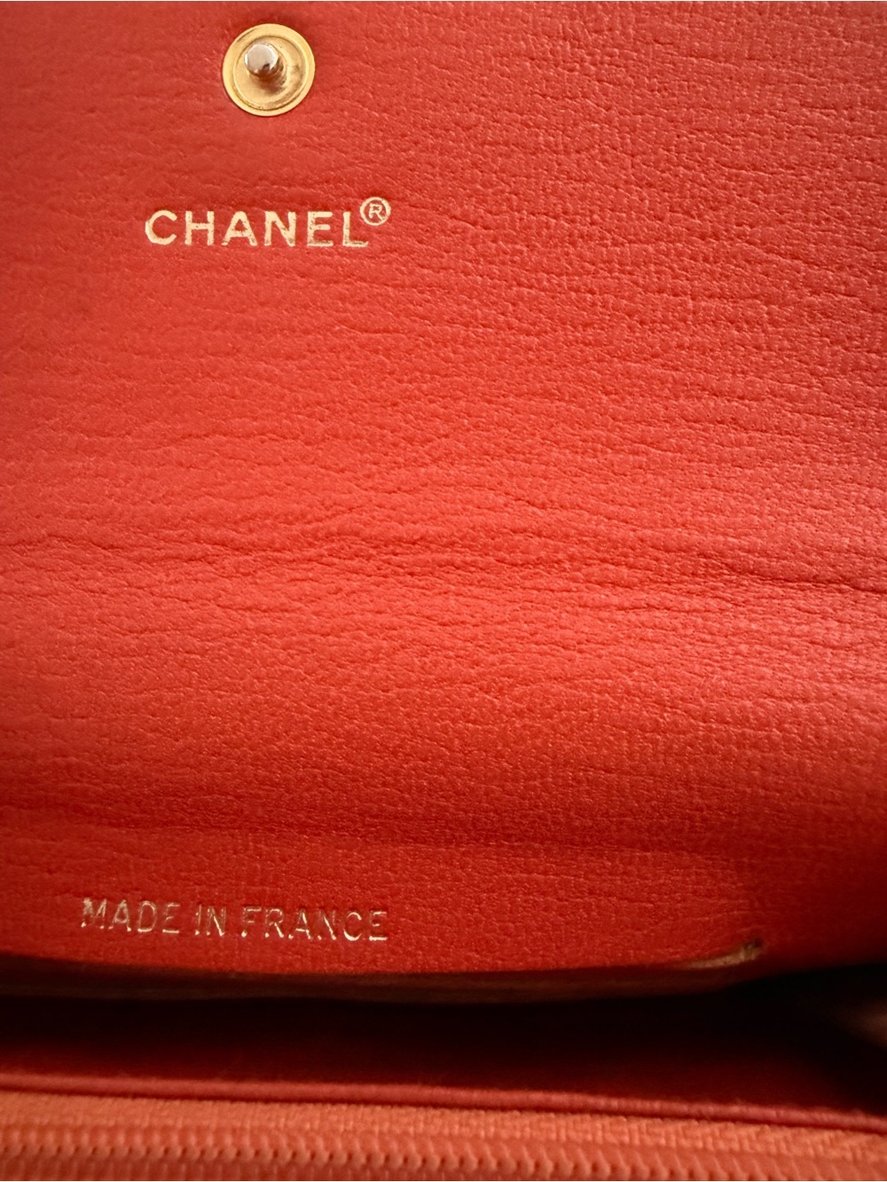 CHANEL Orange Leather Wallet with Gold CC Emblem - Picture 7 of 8